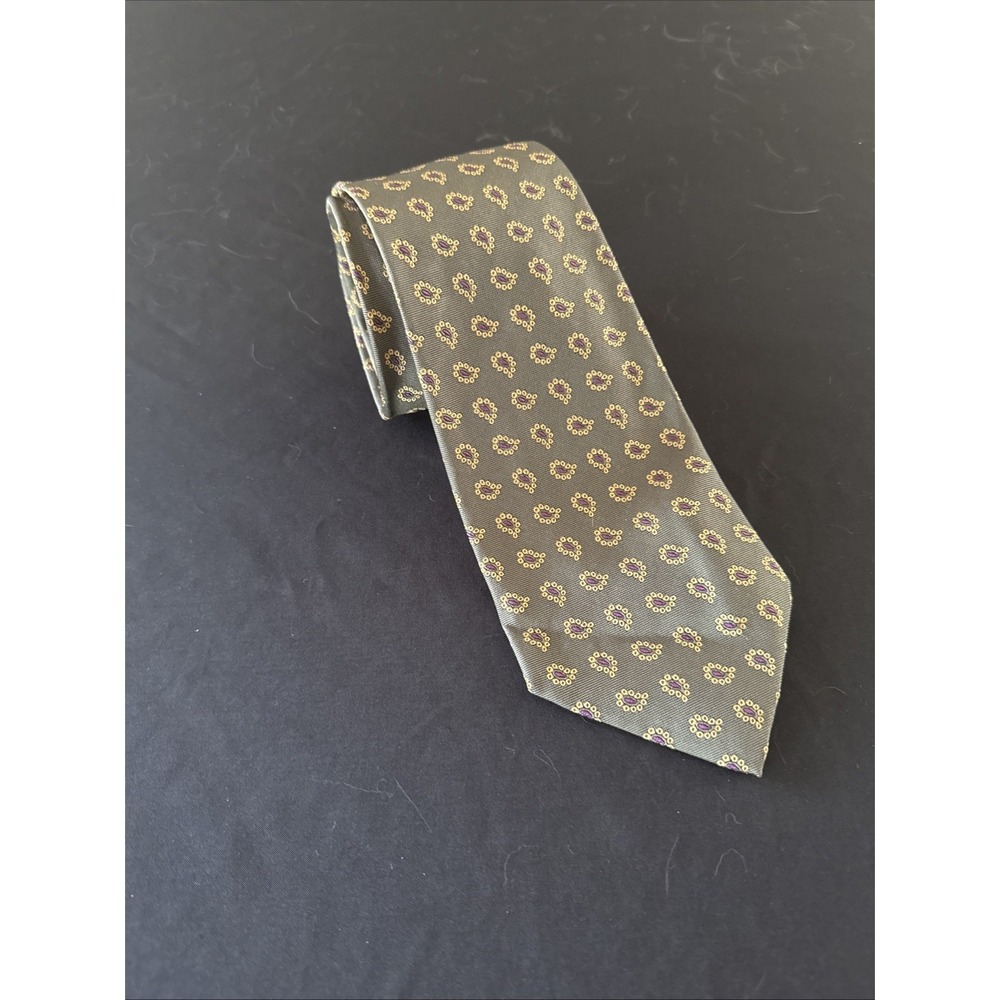 Polo Ralph Lauren 100% Silk Men's Paisley Necktie Green 58"L 4"W